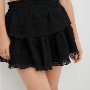 Aerie Black Rockin Ruffle Skirt Size Small